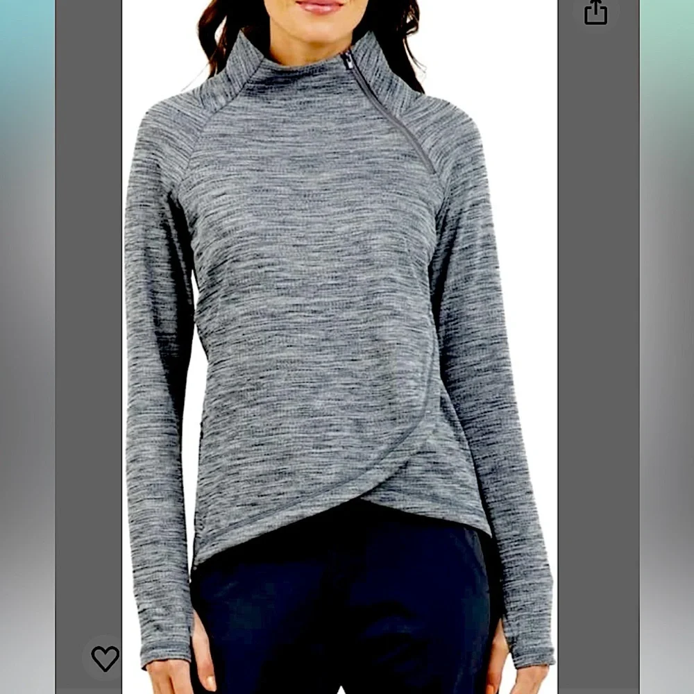 NEW IBKUL Black Waffle 1/4 Zip Assymetrical Top Size XS 34” - Picture 1 of 10